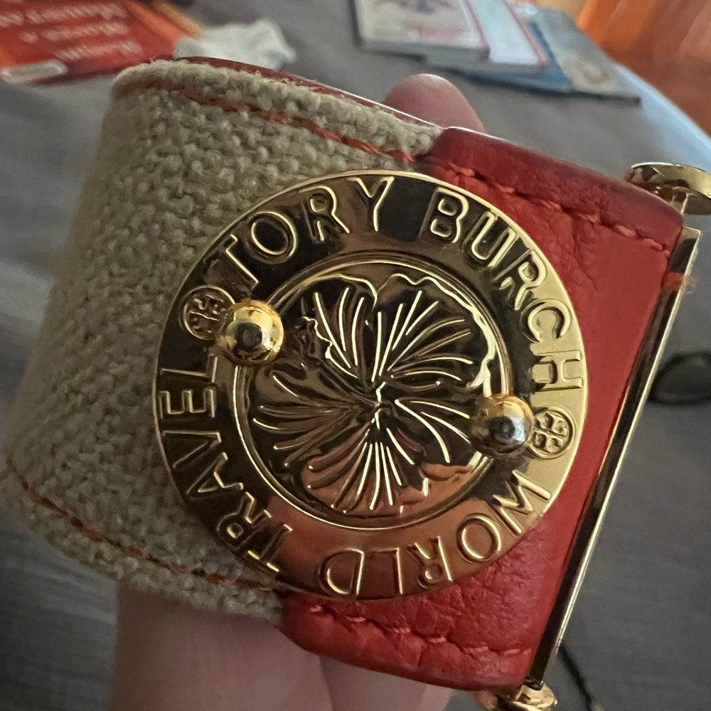 Tory Burch Gold and Tan Women's Cuff bracelet